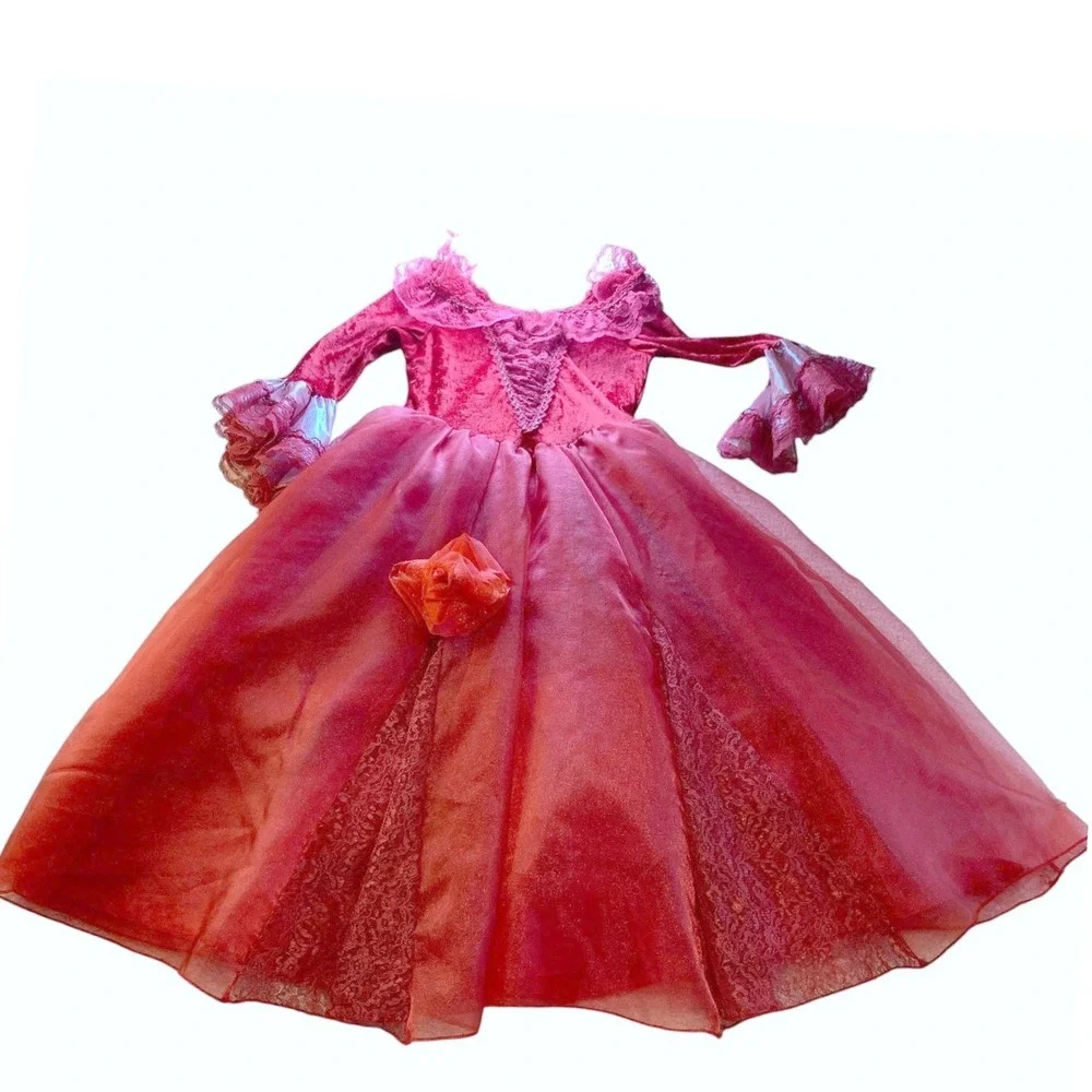 Vintage Disney Store Belle Costume Girls 7/8 Red Velvet Beauty Beast Winter